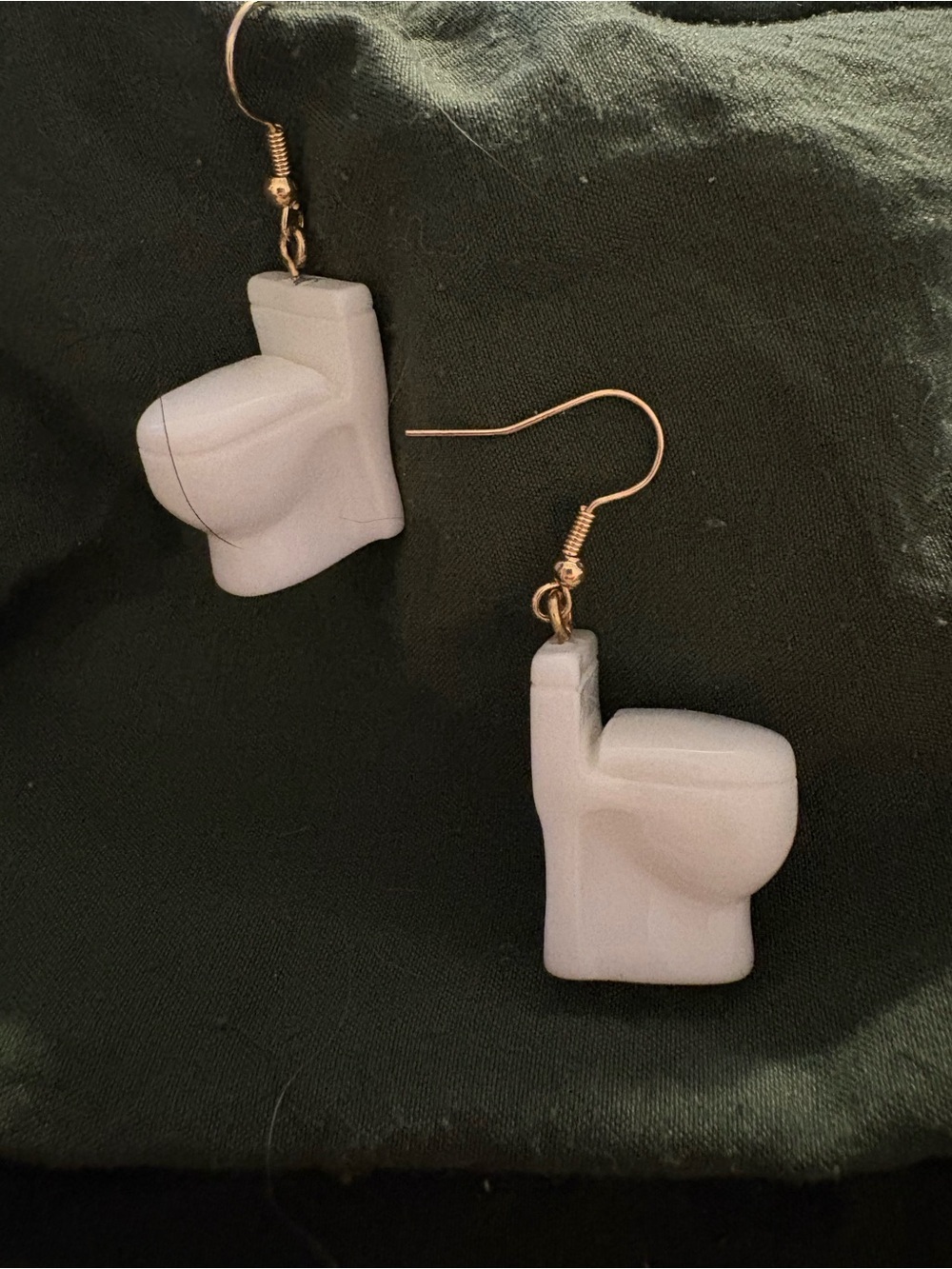Novelty White Toilet Drop Dangle Earrings - Fun Women’s Jewelry